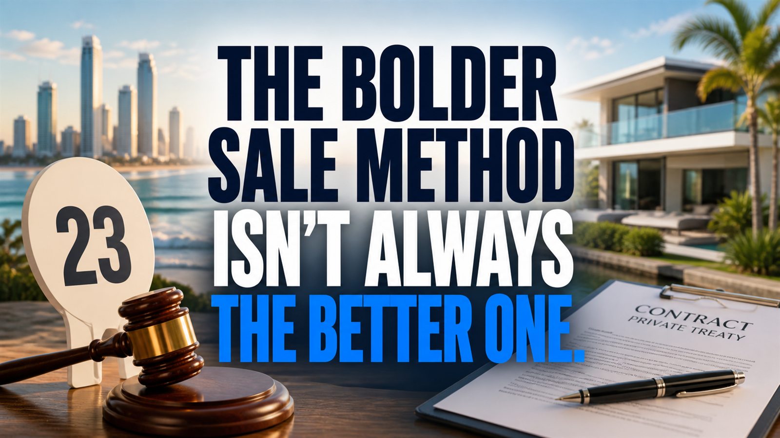 Auction and private-treaty sale materials with the message: The bolder sale method is not always the better one.