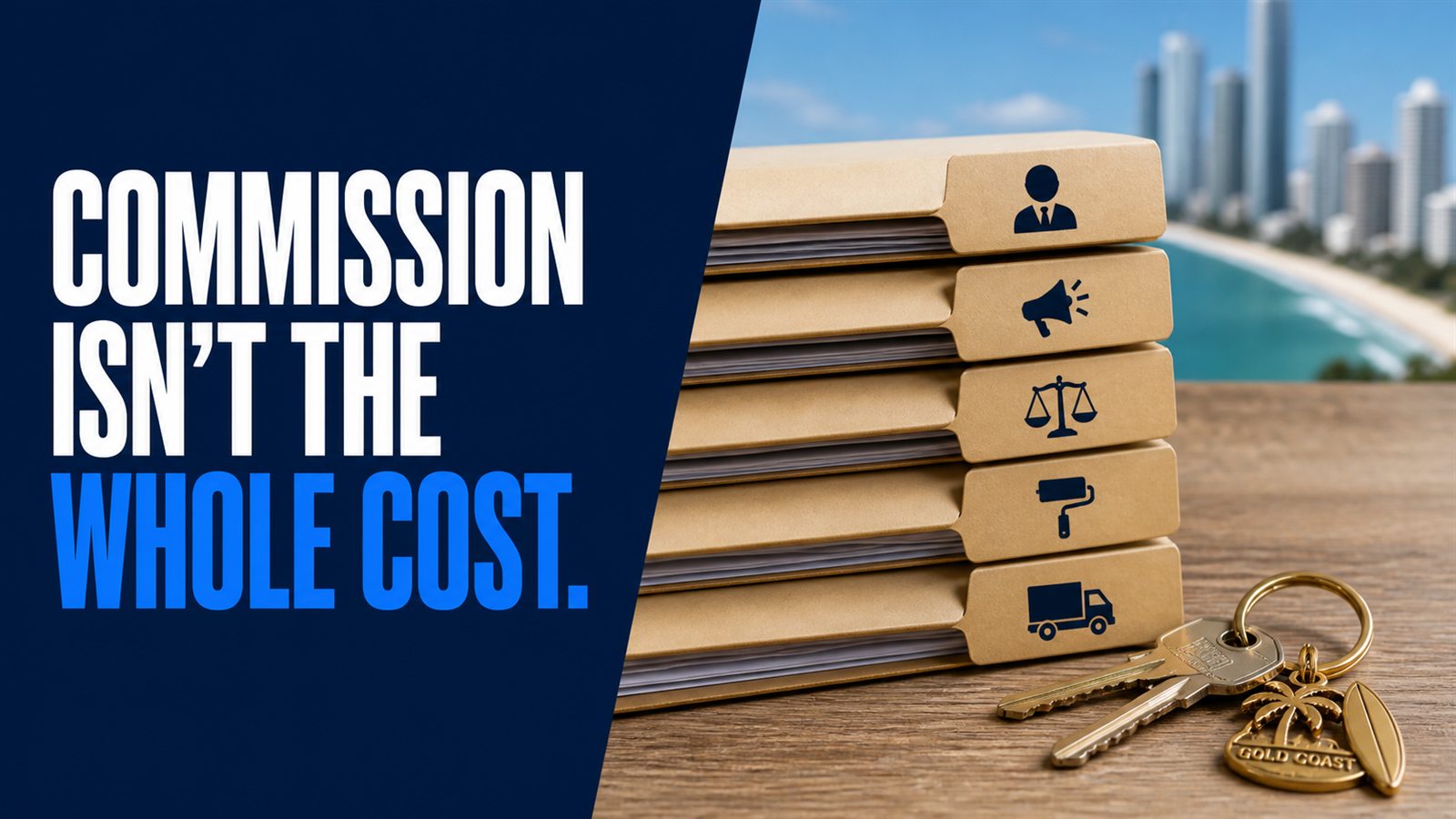 Property sale cost folders with the message: Commission is not the whole cost.