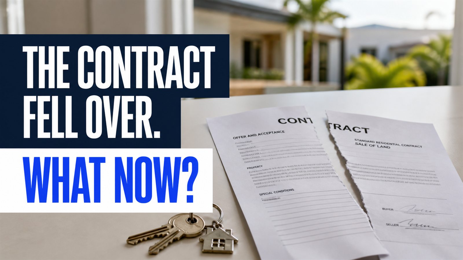Property contract and keys with the question: The contract fell over. What now?
